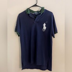 Ralph Lauren Men's Polo Shirt in Navy and Green Preppy Classic Casual School